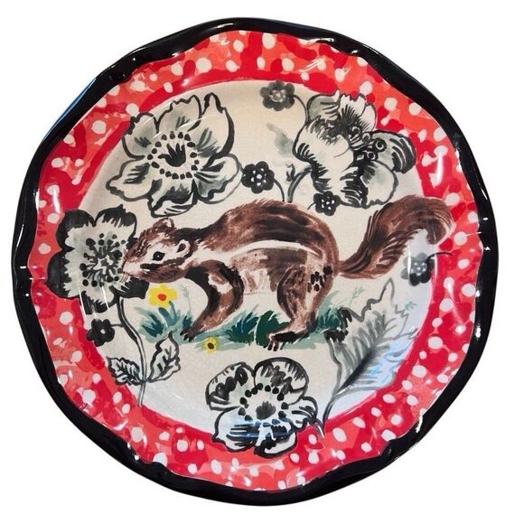 Nathalie Lete Anthropologie CHIPMUNK SQUIRREL Plate 10" Francophile - Picture 1 of 7